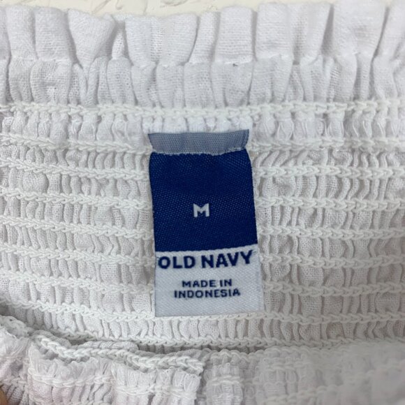 Old Navy Dress Womens Medium White Flutter Sleeve Fit Flare Smocked Mini Short - Picture 4 of 7